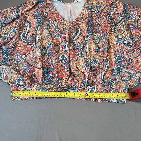 Umgee Womens Large Paisley Print Puff Dolman Sleeve Boho Blouse Top - Picture 10 of 10